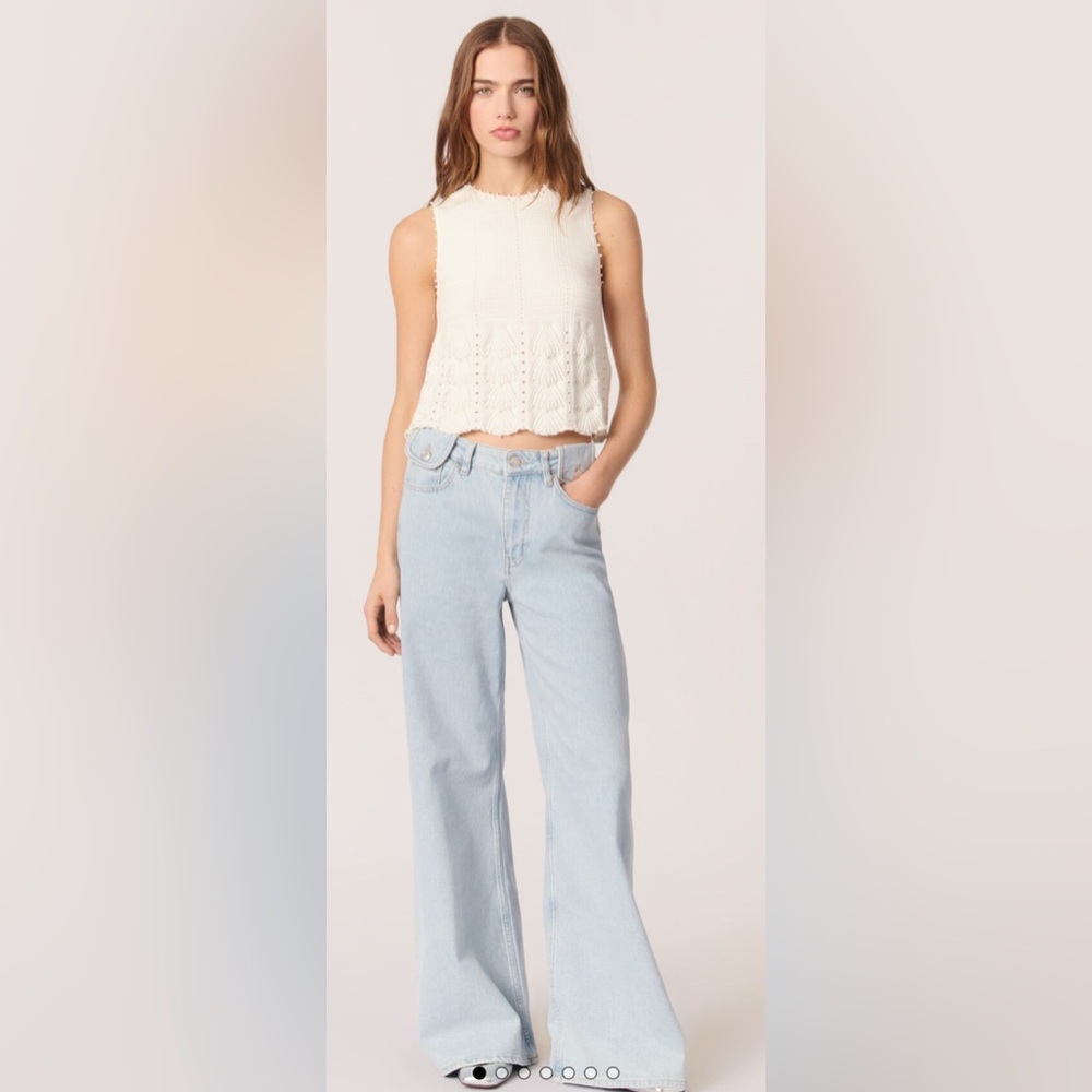 MAJE Faded Blue Wide-Leg Women Jeans size 36